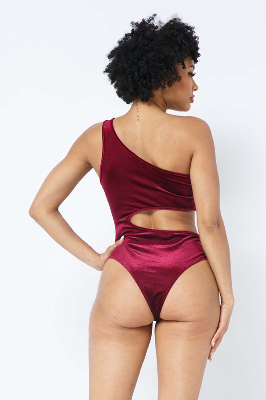 Velvet One-Shoulder Cutout Bodysuit – [Pack of 6]
