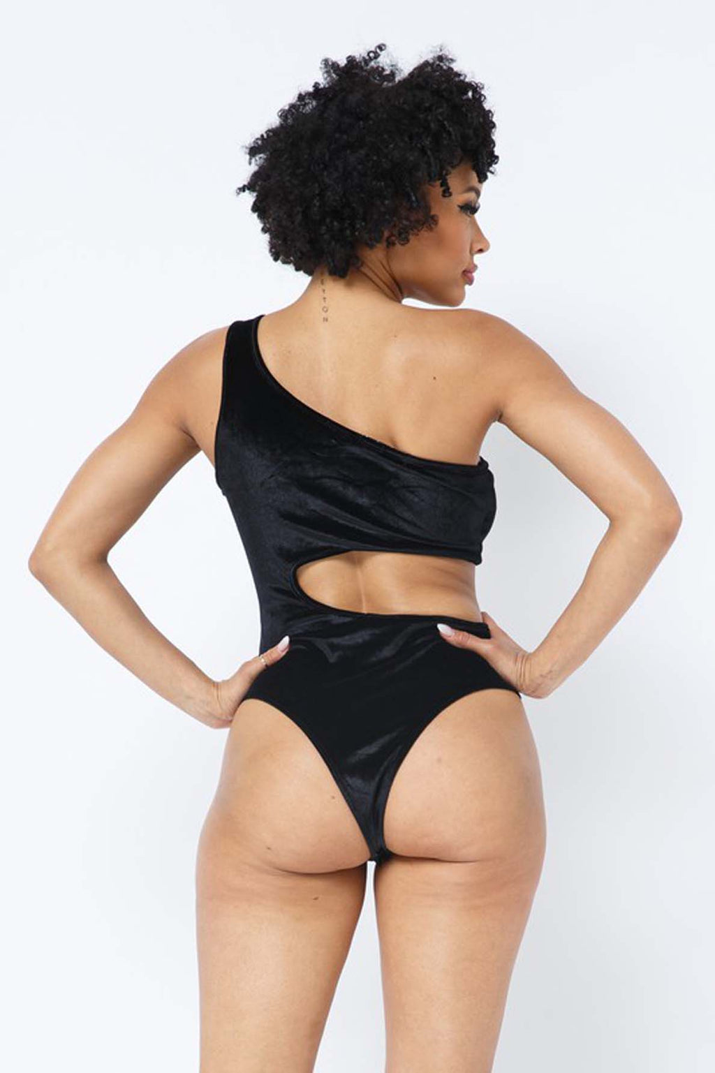 Velvet One-Shoulder Cutout Bodysuit – [Pack of 6]