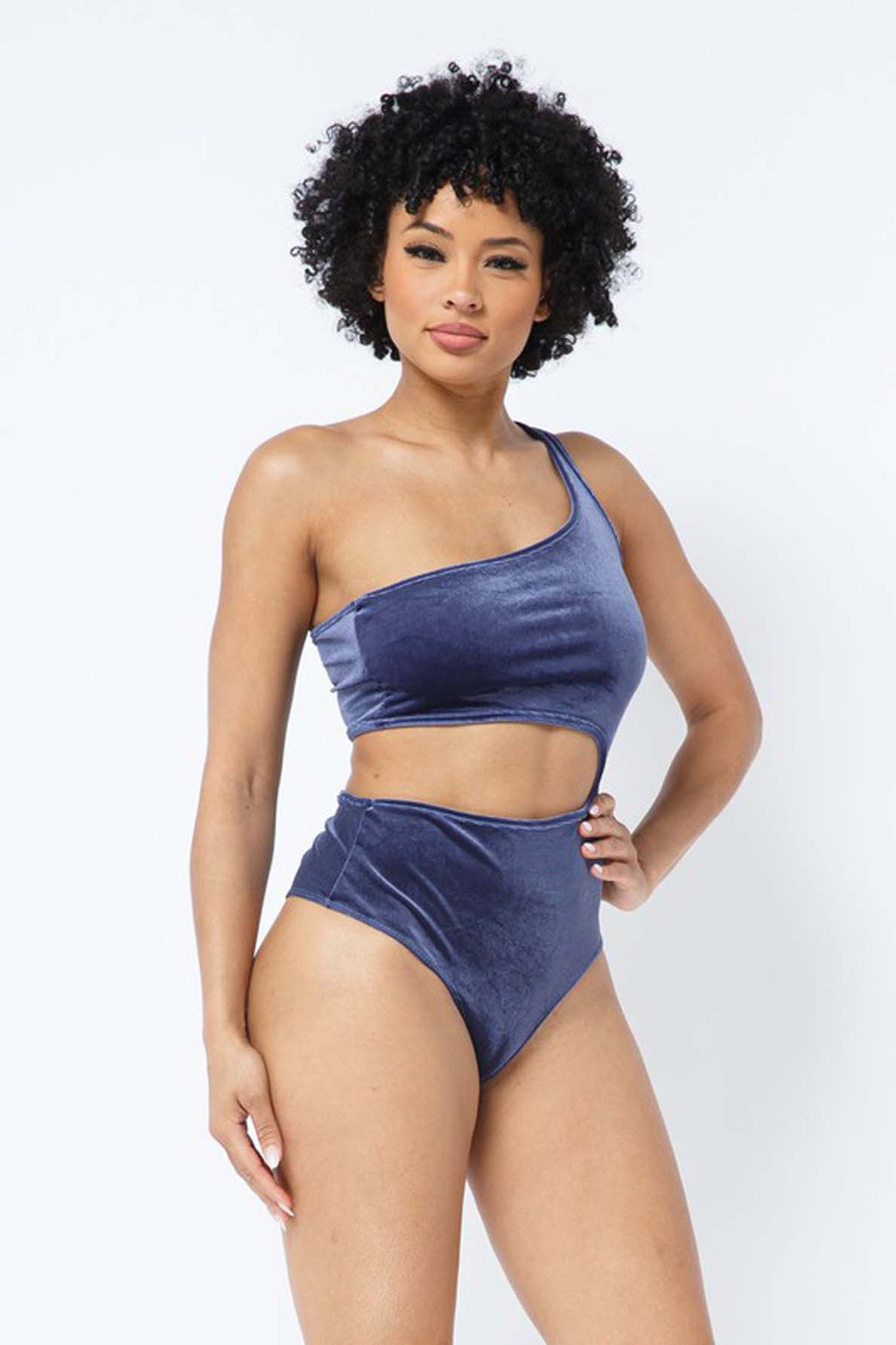 Velvet One-Shoulder Cutout Bodysuit – [Pack of 6]