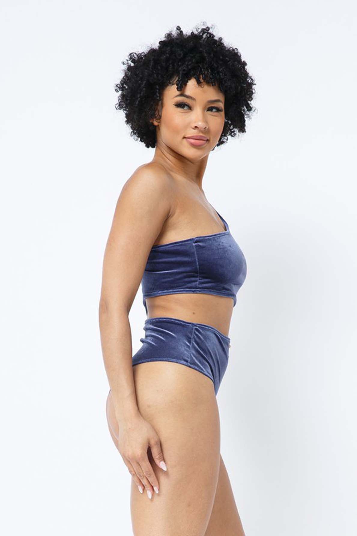 Velvet One-Shoulder Cutout Bodysuit – [Pack of 6]