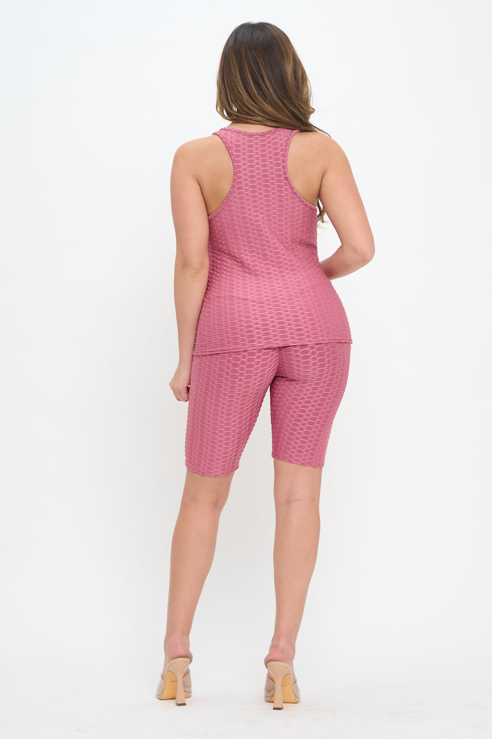 Honeycomb Textured 2-Piece Set – Tank & Biker Shorts Outfit [6 Pack Athleisure]