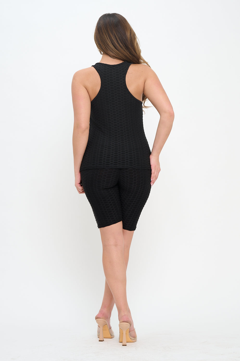 Honeycomb Textured 2-Piece Set – Tank & Biker Shorts Outfit [6 Pack Athleisure]